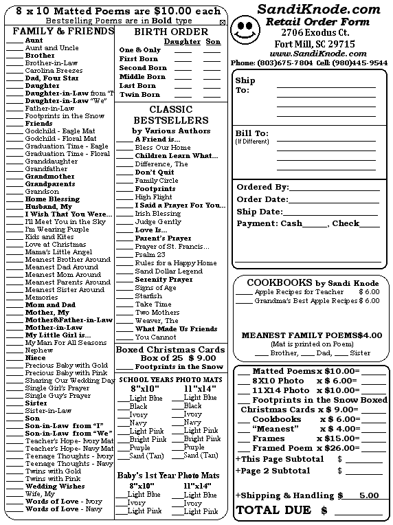 General Order Form